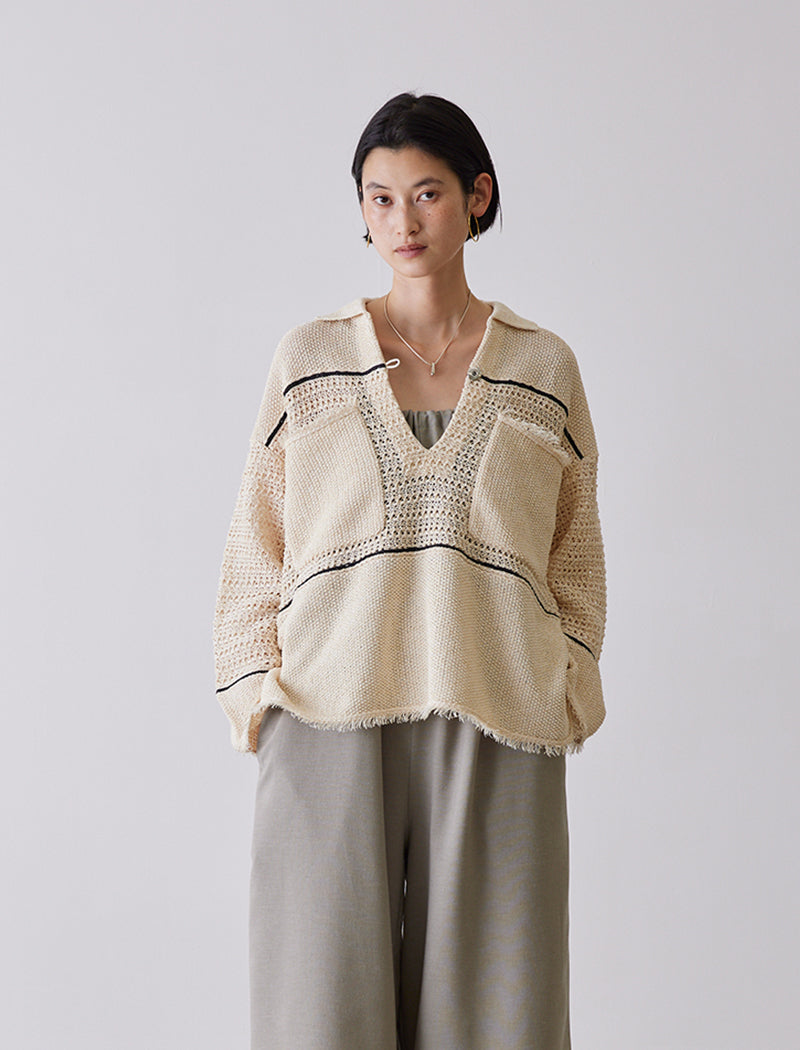 PAPER YARN POLO TOP