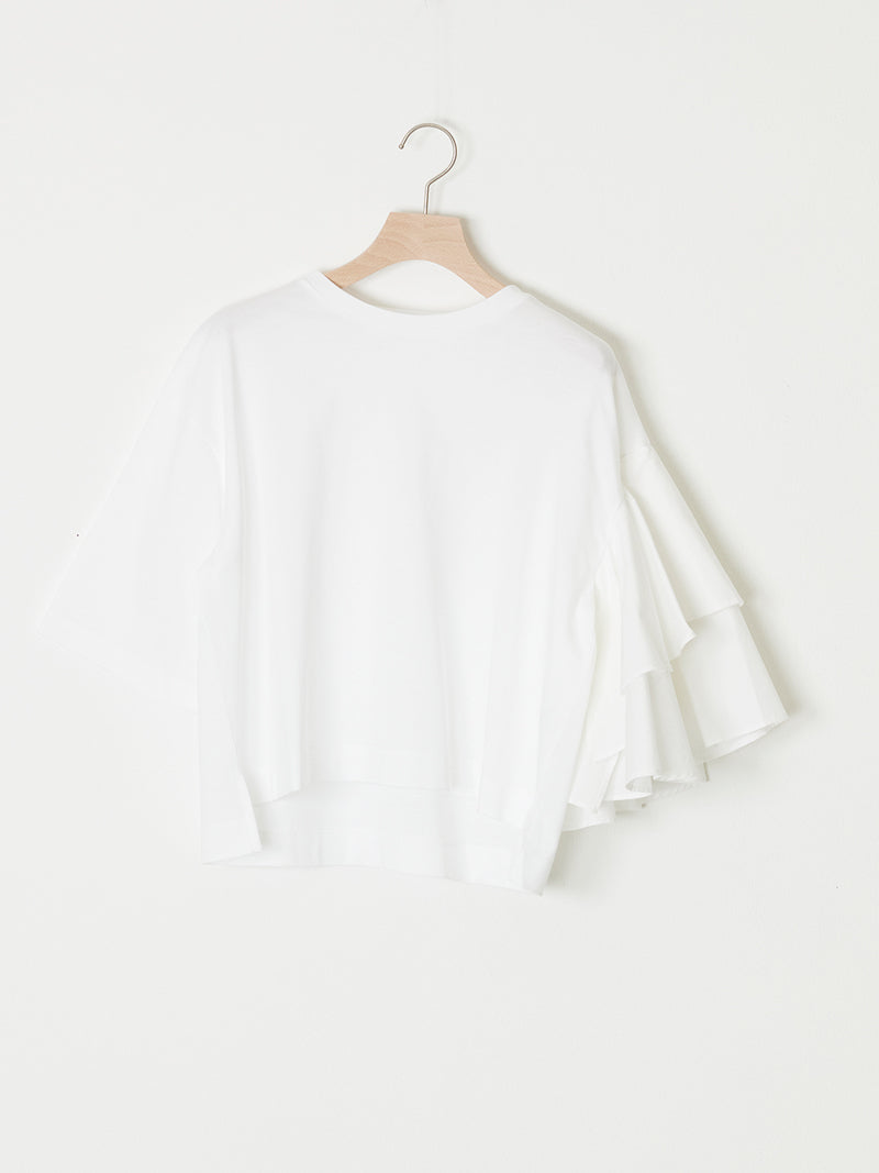 MILANO RIB JERSEY ASYMMETRIC SLEEVE TEE