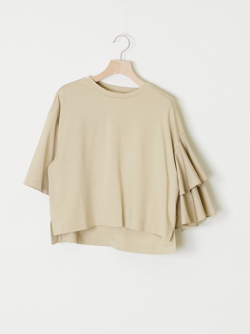 MILANO RIB JERSEY ASYMMETRIC SLEEVE TEE