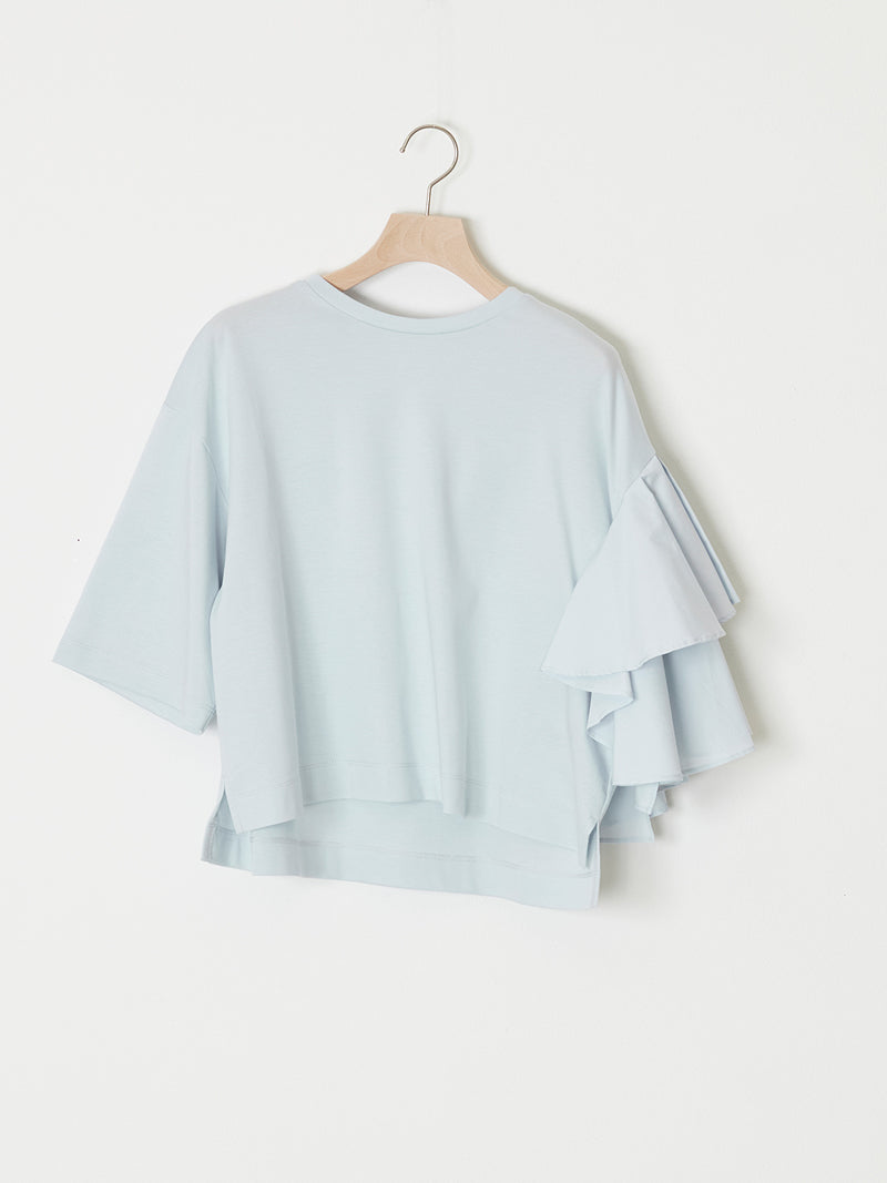 MILANO RIB JERSEY ASYMMETRIC SLEEVE TEE