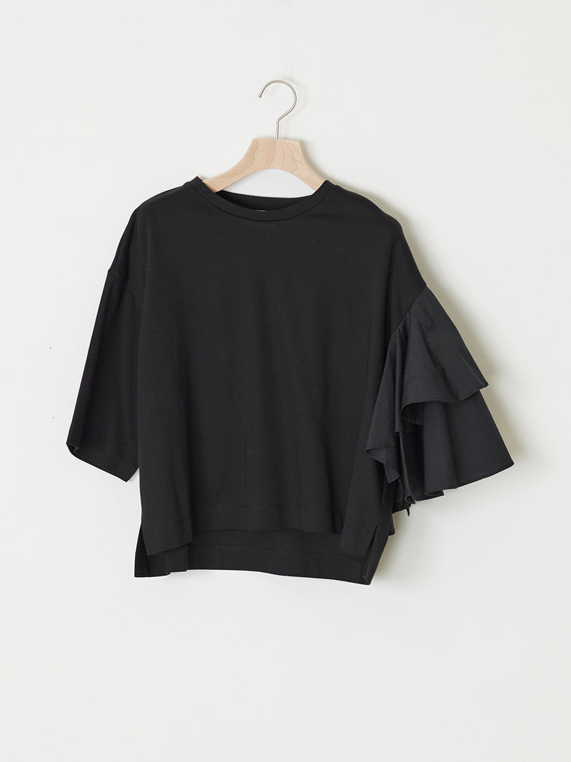 MILANO RIB JERSEY ASYMMETRIC SLEEVE TEE