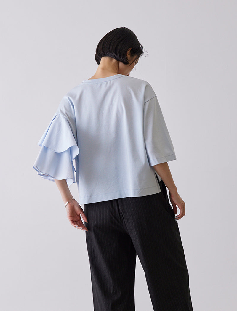 MILANO RIB JERSEY ASYMMETRIC SLEEVE TEE