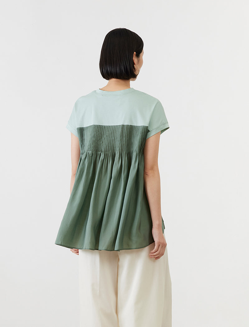 SMOOTH JERSEY PIN-TUCK TEE
