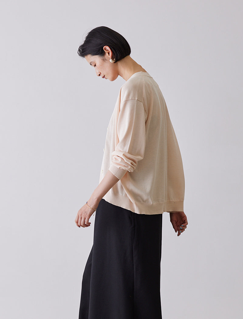 COTTON-SILK V-NECK CARDIGAN