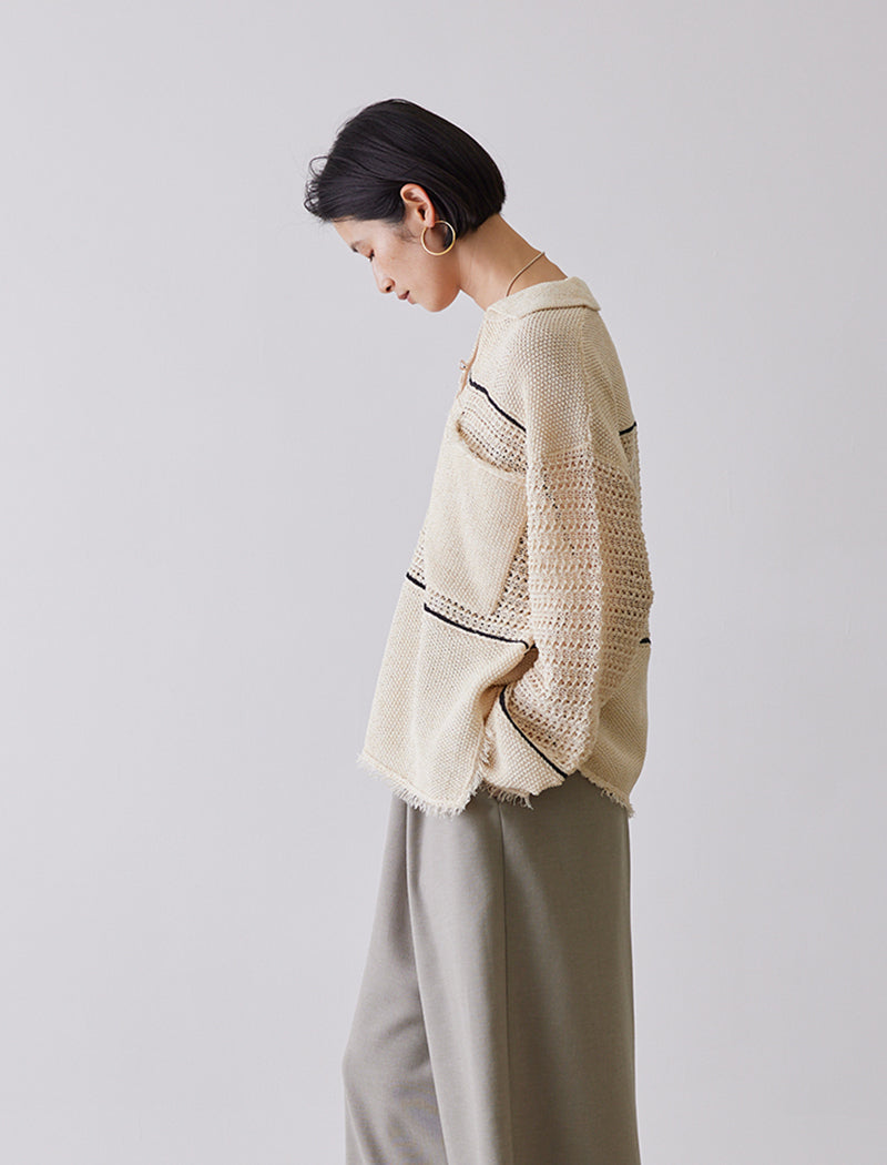 PAPER YARN POLO TOP