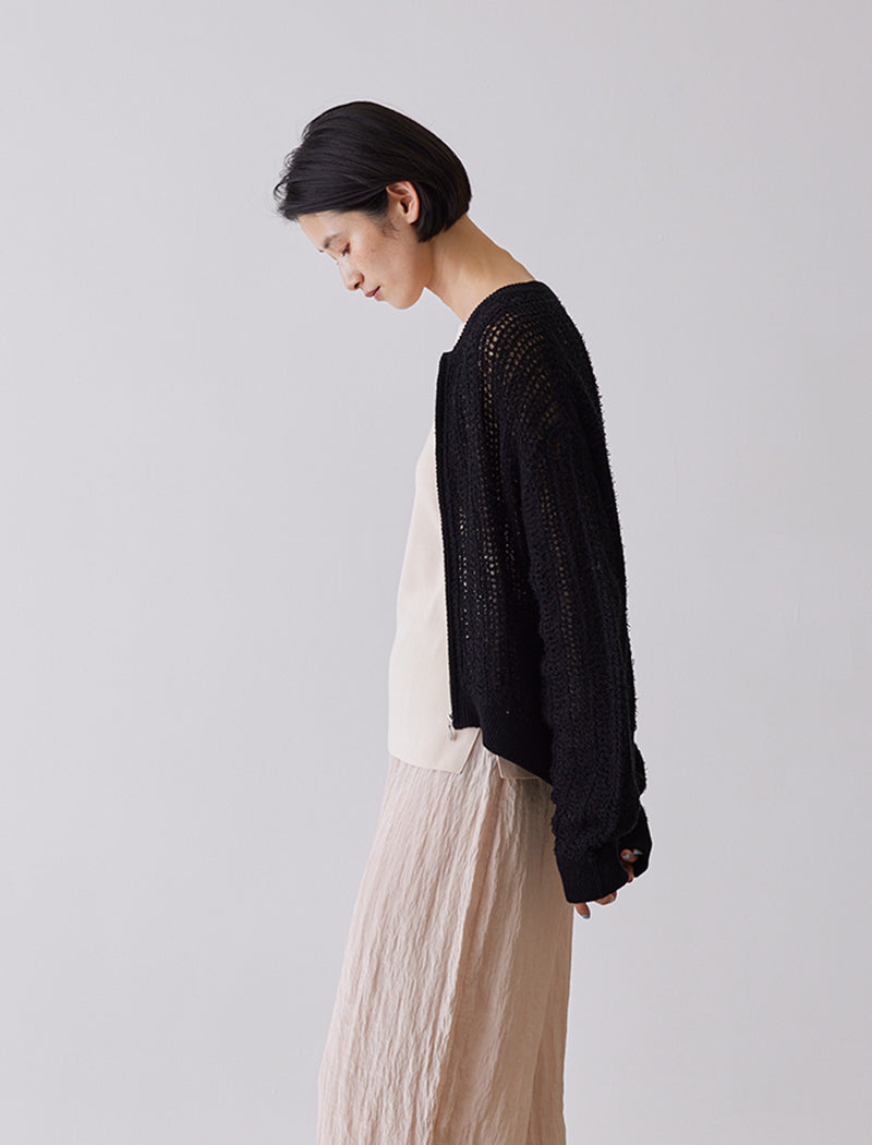 OPEN-KNIT ZIPPED JACKET