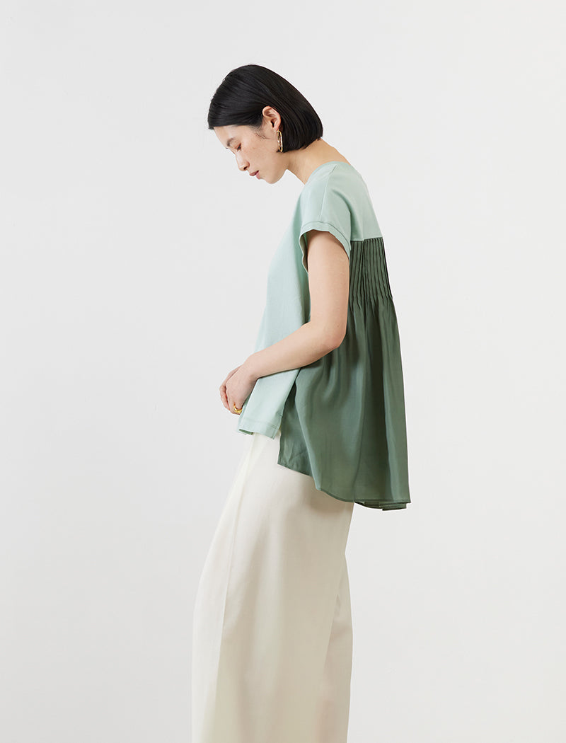SMOOTH JERSEY PIN-TUCK TEE
